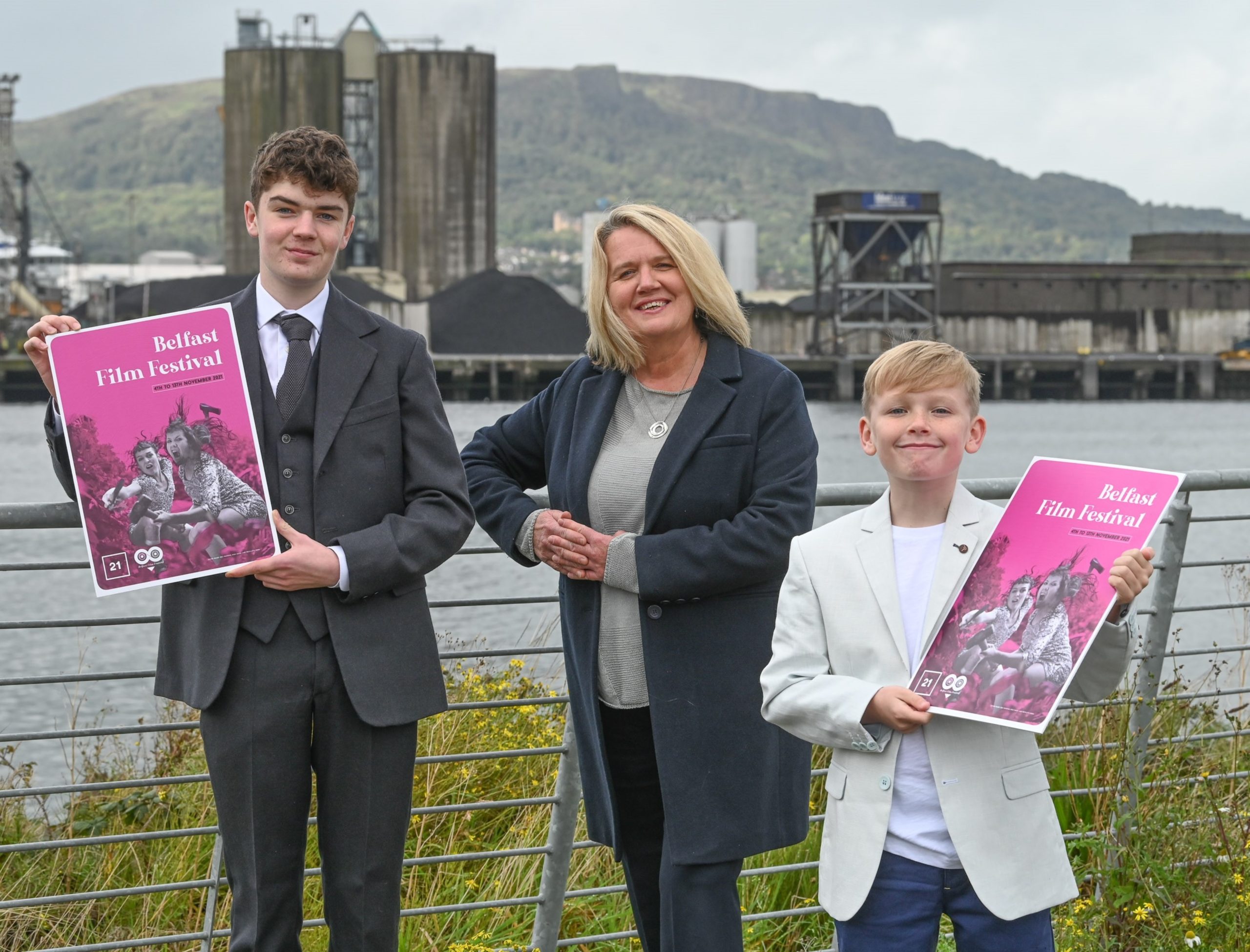 (From left to Right): Actor Lewis McAskie, who has roles in the opening and closing films of Belfast Film Festival, ‘Belfast’ and ‘Here Before’, Michele Devlin, Director of Belfast Film Festival, and Jude Hill, star of ‘Belfast’ and ‘Mandrake’ which will feature at this year’s festival.