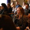 Caroline Farrell at Connemara Writers’ Retreat, with Mark McNally just behind her, October 2022