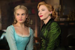 Lily James and Cate Blanchett in Kenneth Branagh's adaptation of Disney's Cinderella, screening Saturday 21st.