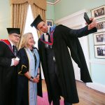 Bressie (who described himself as a selfie stick) takes a selfie with director Lenny Abrahamson and Dr Annie Doona,President Dun Laoghaire Institute of Art, Design and Technology. Pics Brian Farrell