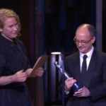 Ed Guiney of Element Pictures receives the award for Best Comedy at the 32nd European Film Awards