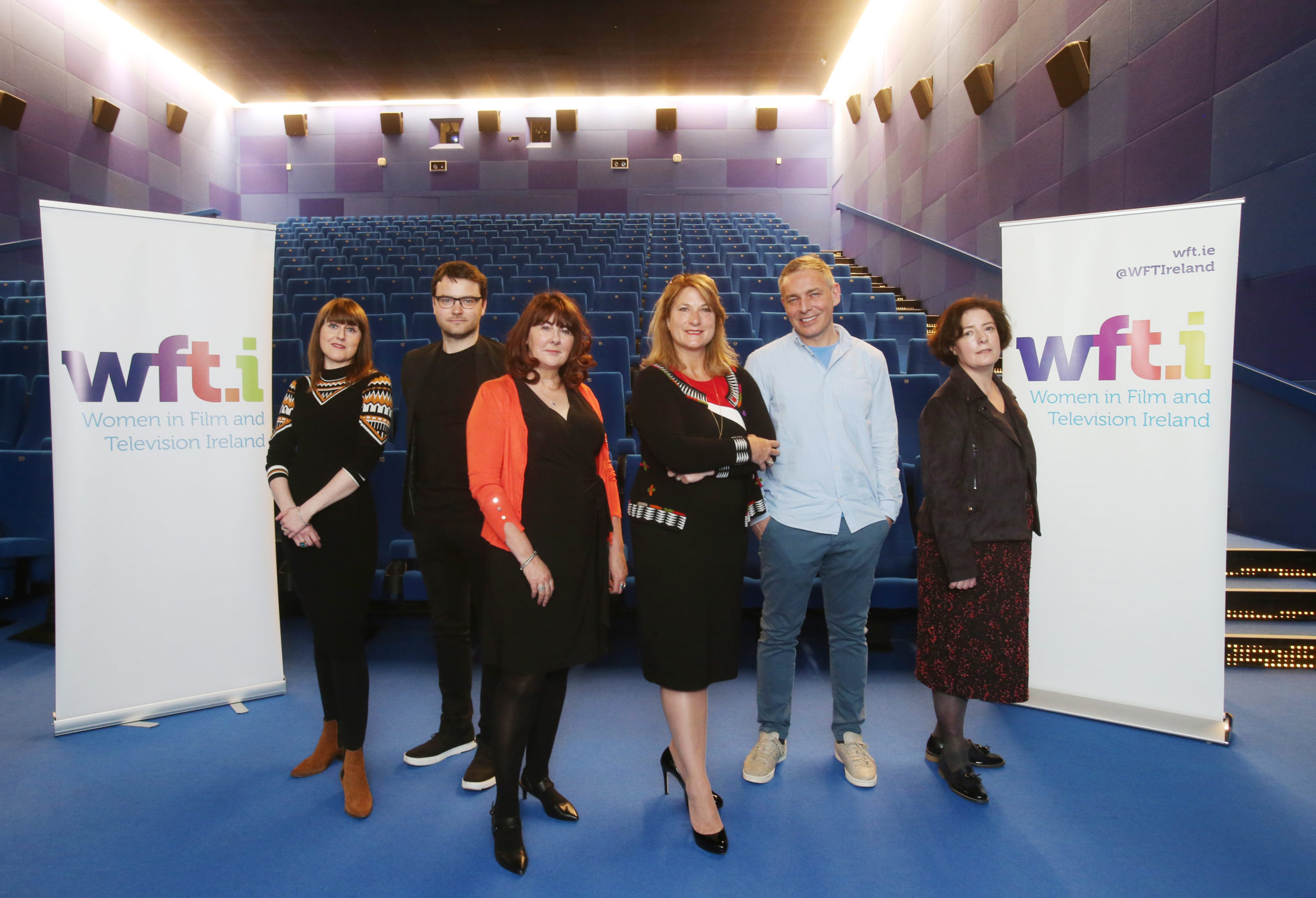 L-R Aoife O'Toole (Director Dublin Feminist Film Festival), Ronan O' Toole (Director Still Voices Short Film Festival), Dr. Susan Liddy, (Chair of Women in Film & Television Ireland), Fiona Clark (Producer & CEO Cork Film Festival), John Rice (Co-Founder & Director Animation Dingle) and Gráinne Humphreys (Festival Director Dublin International Film Festival)