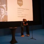 rish film director John Butler conferring our inaugural Vanguard Award to former President Mary McAleese at GAZE Film Festival in Light House Cinema