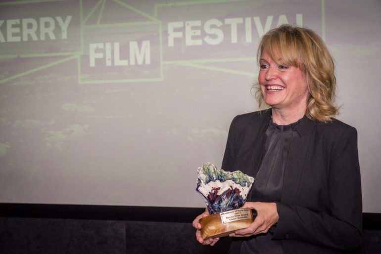 Kerry Film Festival presents the Maureen O'Hara award to 2017 recipient Director and Editor Emer Reynolds at a ceremony in Dublin today. Here, Reynolds is gracious and generous to her colleagues and predecessors during her acceptance speech.