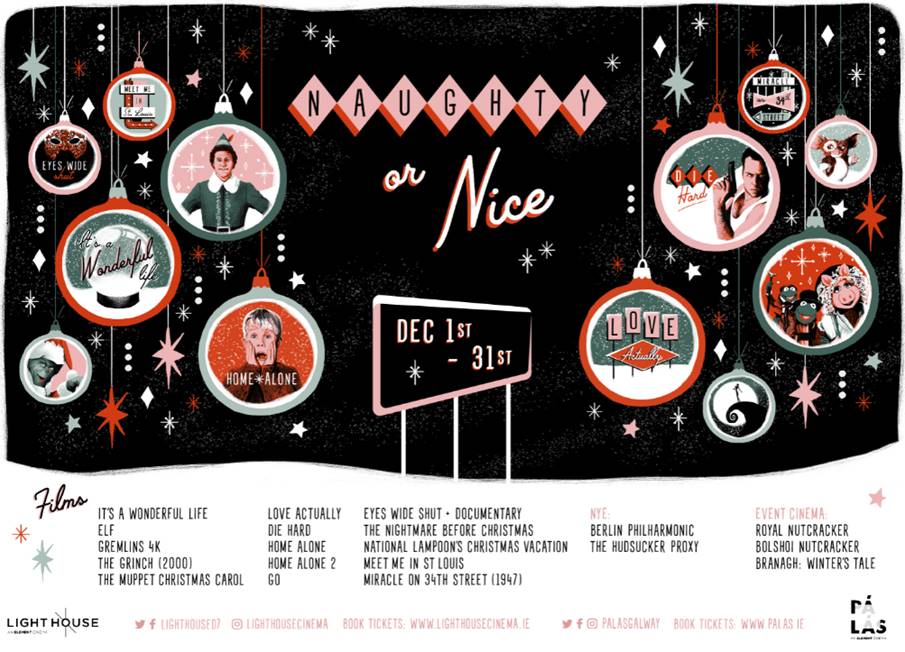 Light House Dublin and Pálás Galway announce "Naughty Or Nice" line-up of festive treats