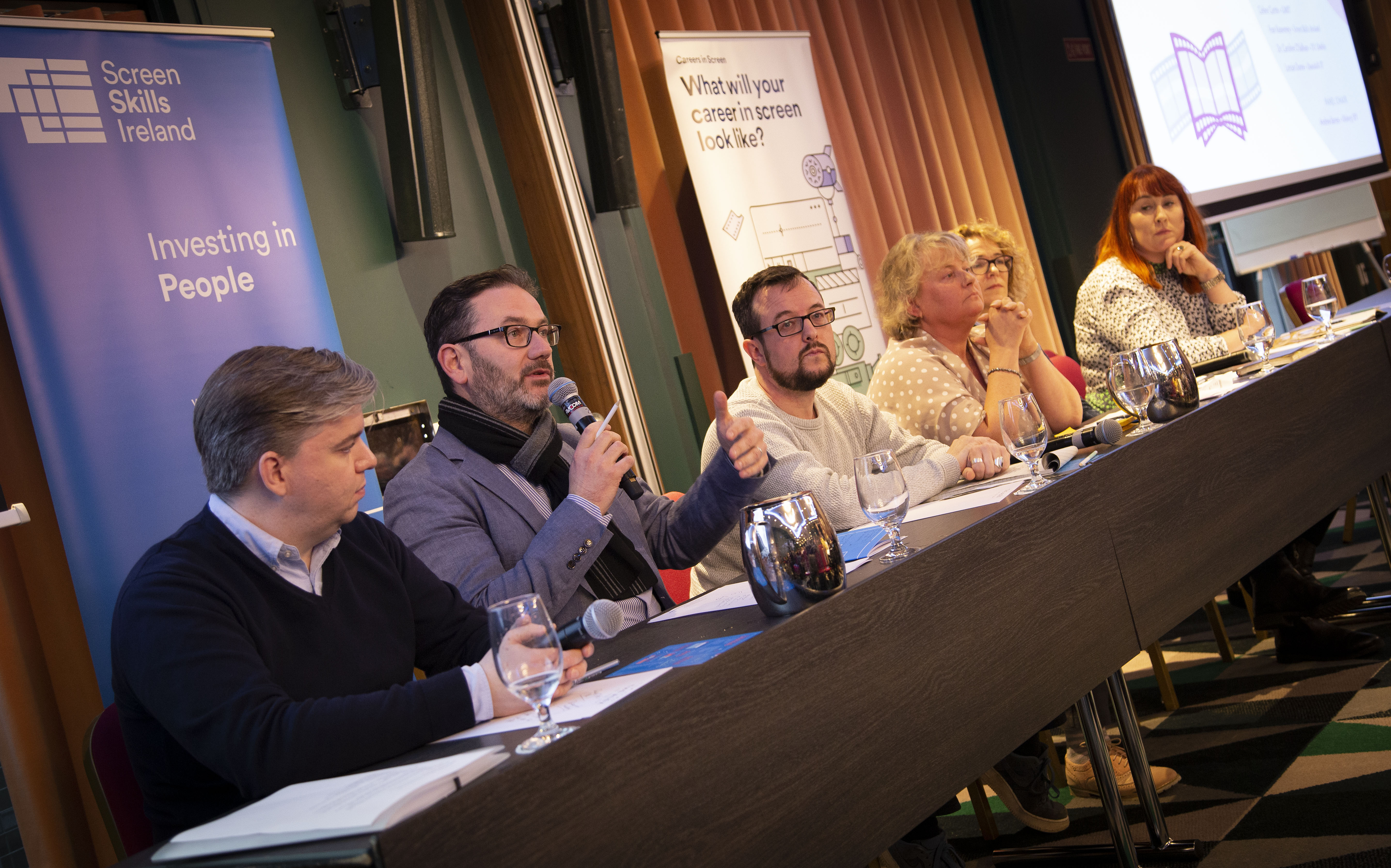 The Panel on Education Collaborations with Industry in Practice pictured fro left to right is: Andrew Barns, Ronan O Muirthile, Richard Gavin, Celine Curtin, Fran Keavney and Dr Caroline O Sullivan Picture by Karen Morgan