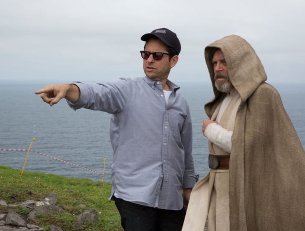 Mark Hamill and JJ Abrams filming on Skellig Michael